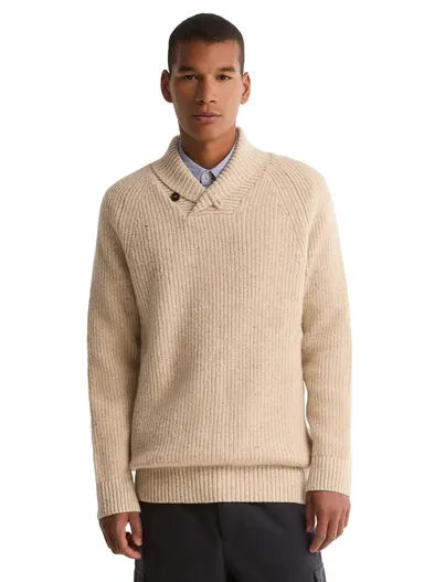 Barbour Barbour schipperstrui grof gebreid creme gemêleerd