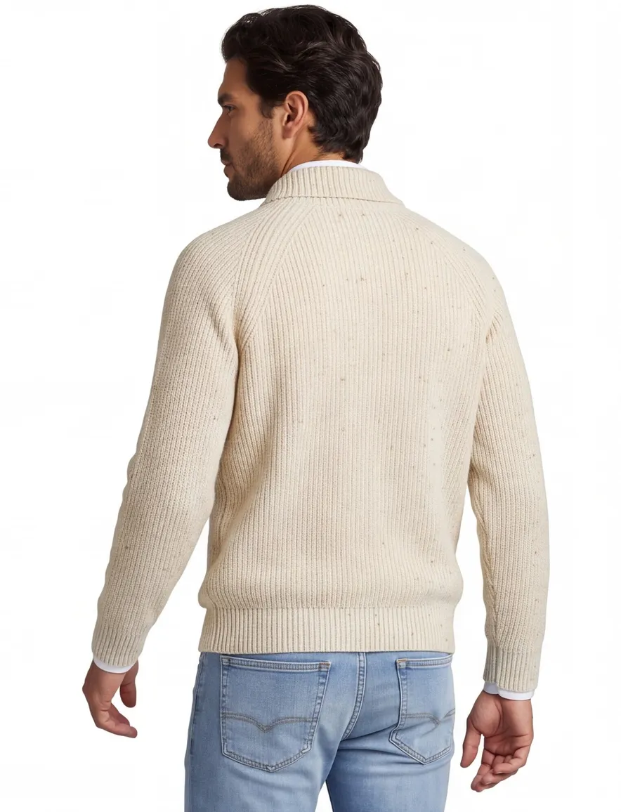 Barbour schipperstrui grof gebreid creme gemêleerd