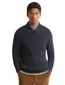 Barbour trui v hals donkerblauw gemeleerd gebreid