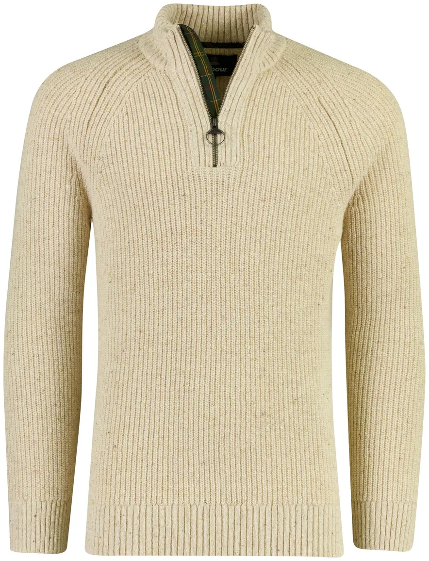 Barbour half zip trui beige gebreid