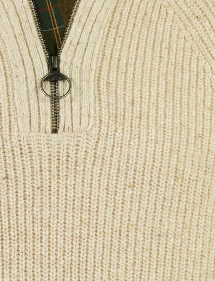 Barbour half zip trui beige gebreid