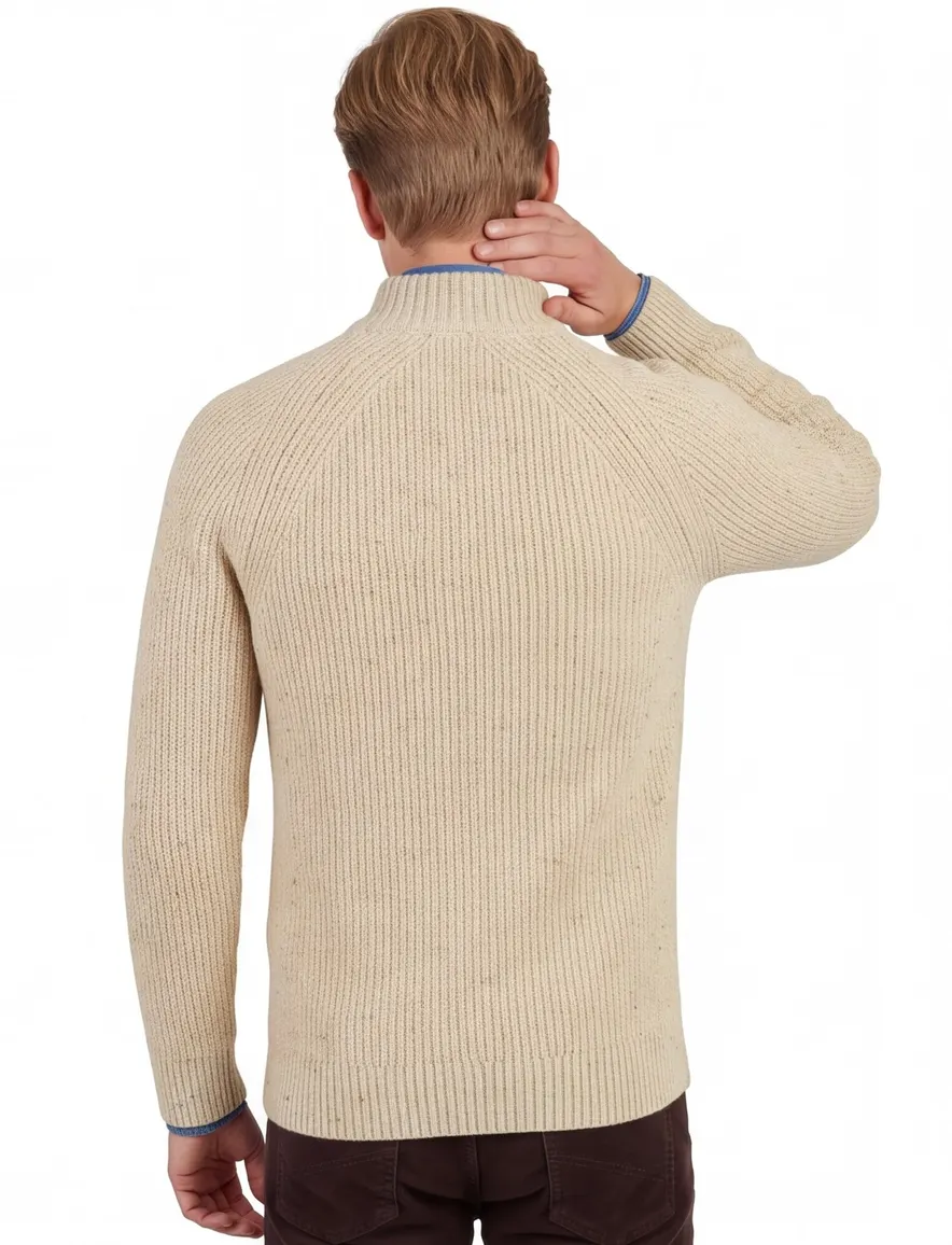 Barbour half zip trui beige gebreid
