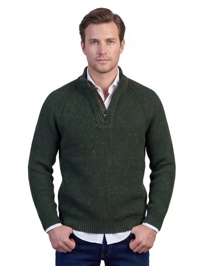 Barbour Trui Barbour donkergroen wol