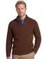 Barbour trui half zip bruin gemeleerd gebreid