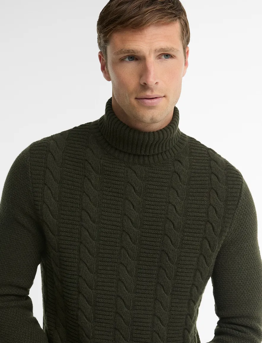 Barbour coltrui groen rollneck sweater grof gebreid