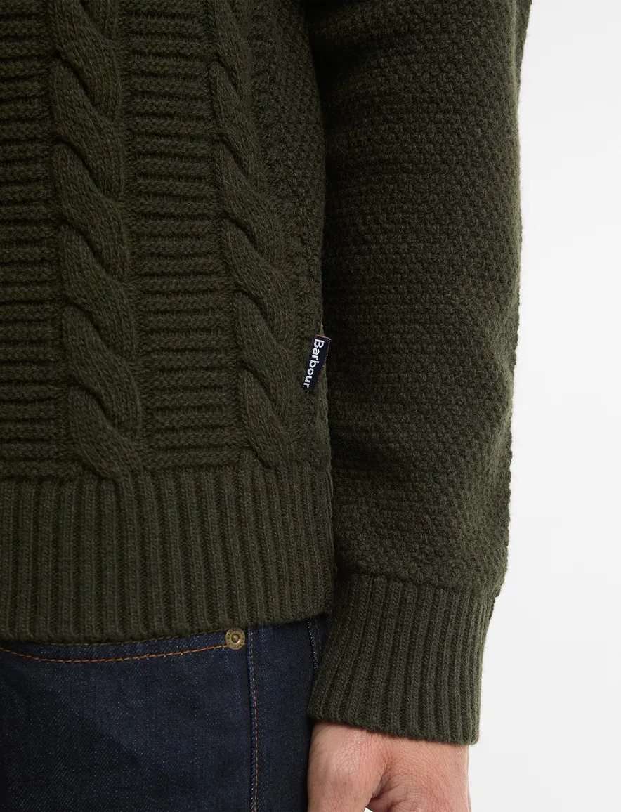Barbour coltrui groen rollneck sweater grof gebreid