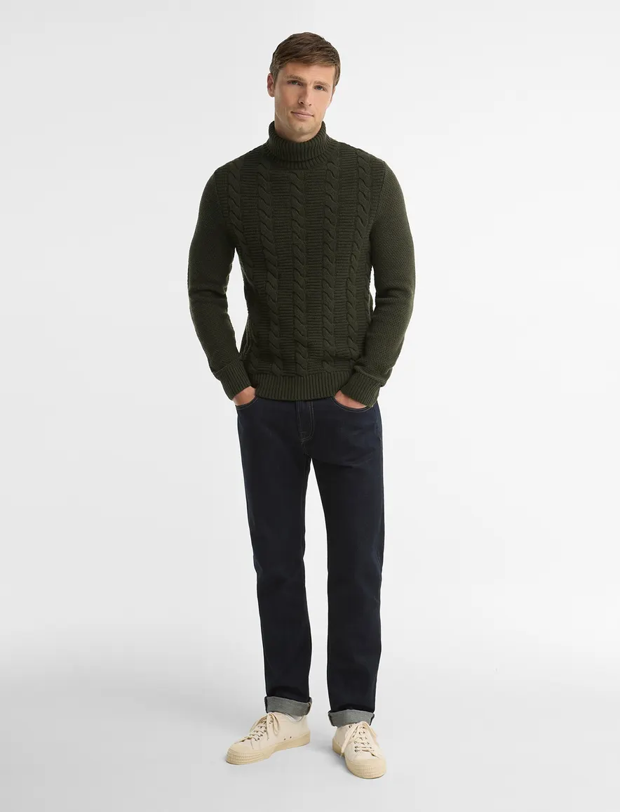 Barbour coltrui groen rollneck sweater grof gebreid