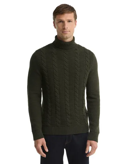 Barbour Barbour trui groen rollneck sweater grof gebreid