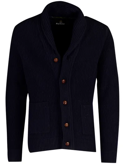 Barbour Vest Barbour donkerblauw wol elleboogstukken