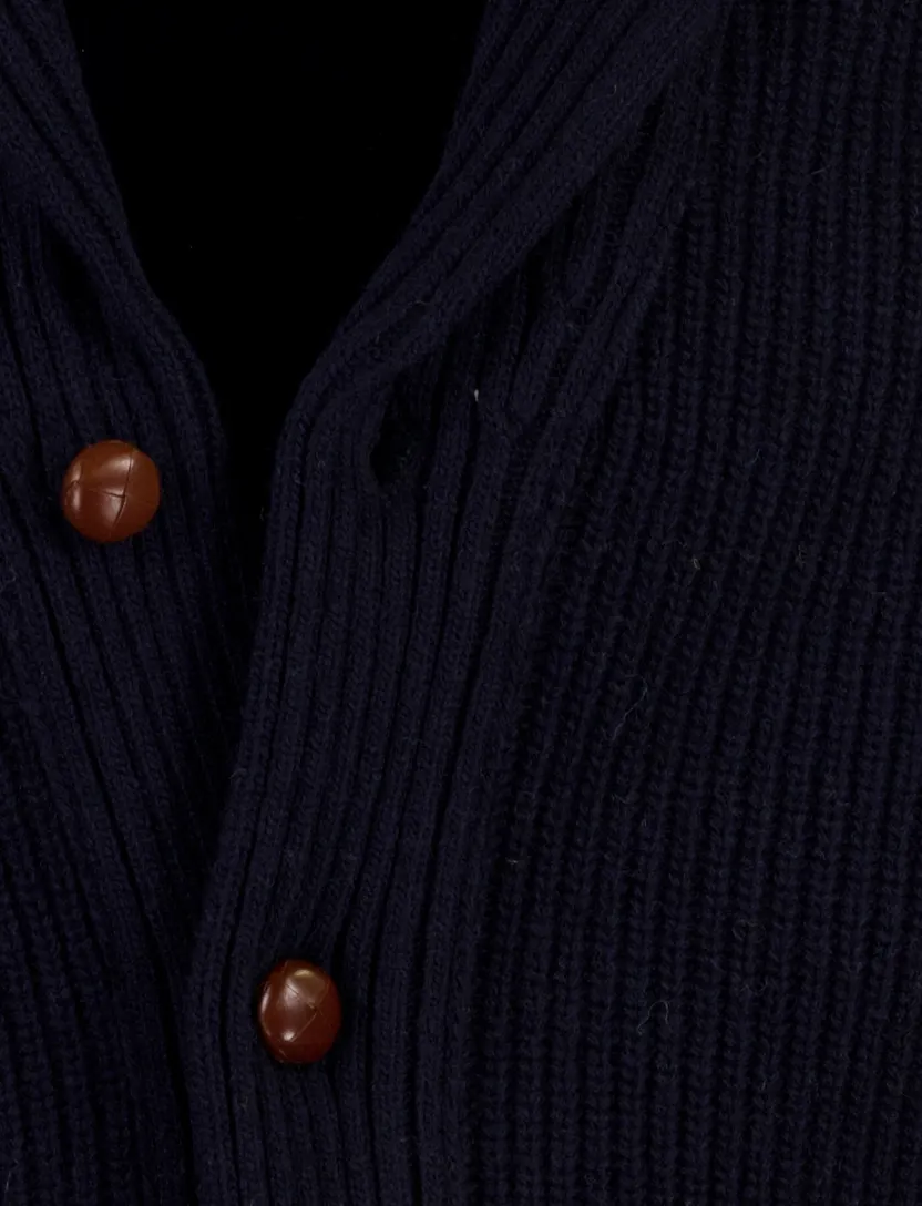 Vest Barbour donkerblauw wol elleboogstukken