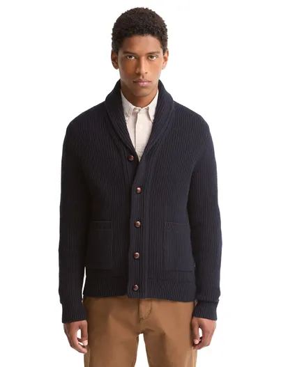 Barbour Barbour wollen vest donkerblauw met elleboogstukken