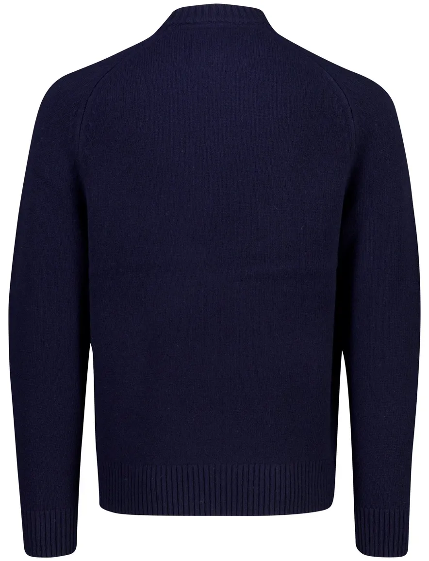 Barbour trui ronde hals donkerblauw gebreid