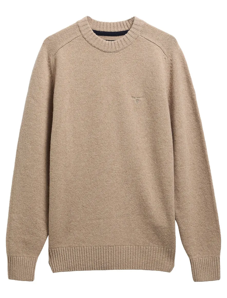 Barbour trui camel lamswol ronde hals