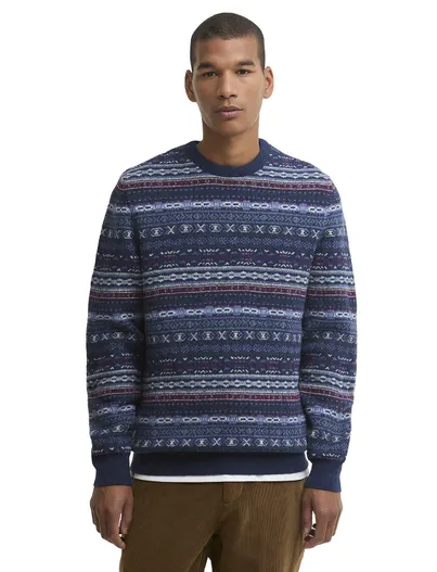 Barbour Barbour trui blauw merinowol met ronde hals