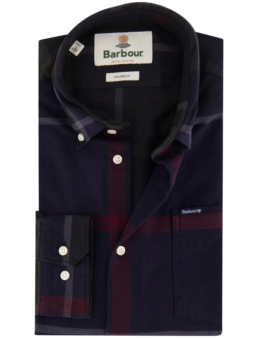 Barbour Tailored Fit overhemd donkerblauw geruit