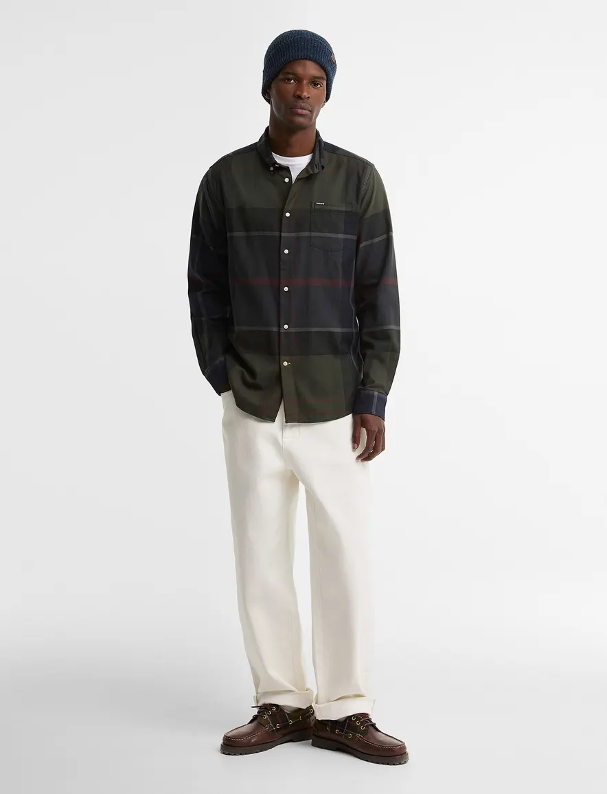 Barbour Tailored Fit overhemd donkerblauw geruit