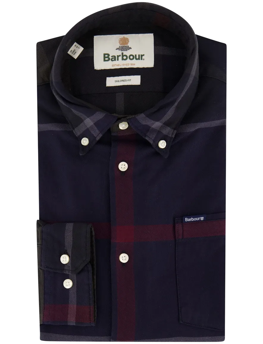 Barbour Tailored Fit overhemd donkerblauw geruit