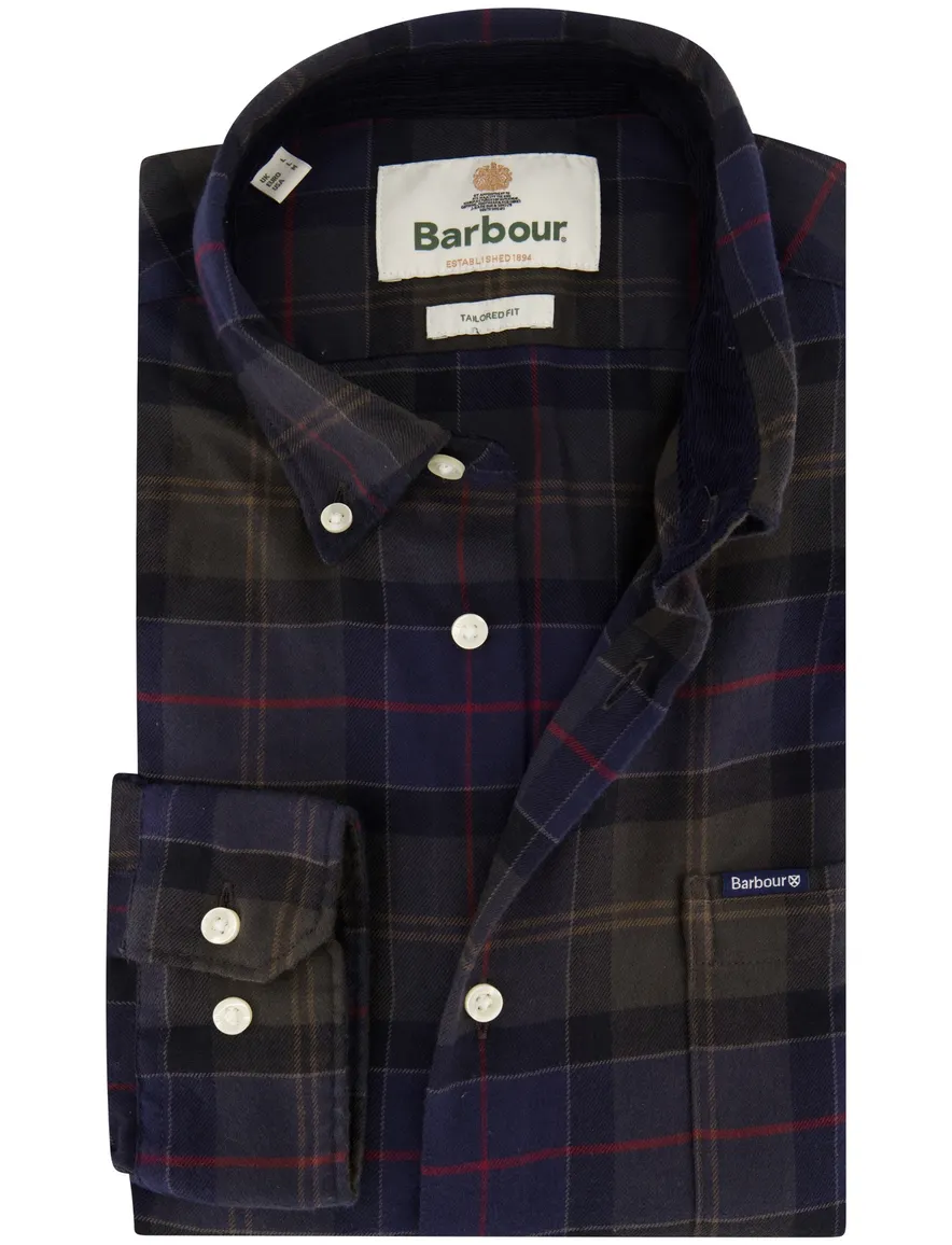 Barbour Tailored Fit overhemd donkergroen geruit