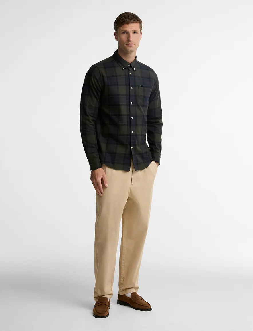 Barbour Tailored Fit overhemd donkergroen geruit