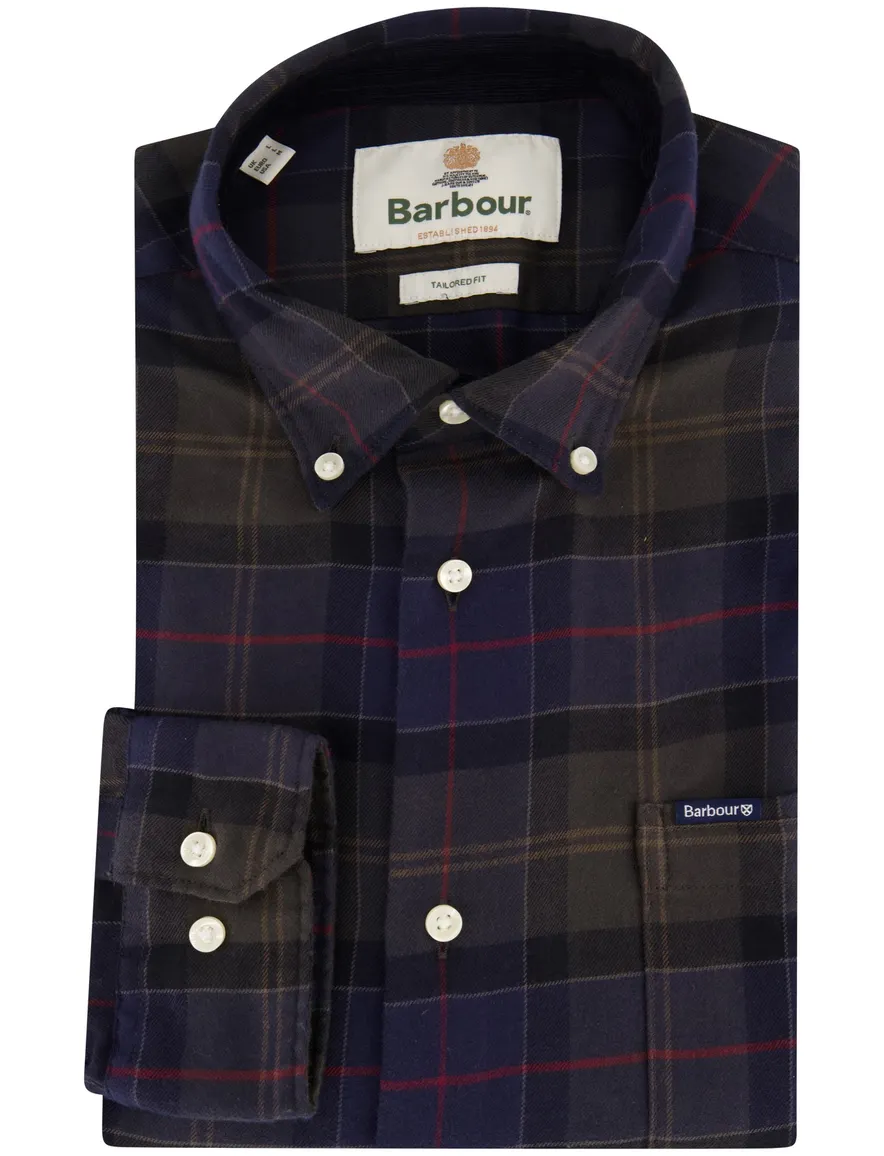 Barbour Tailored Fit overhemd donkergroen geruit
