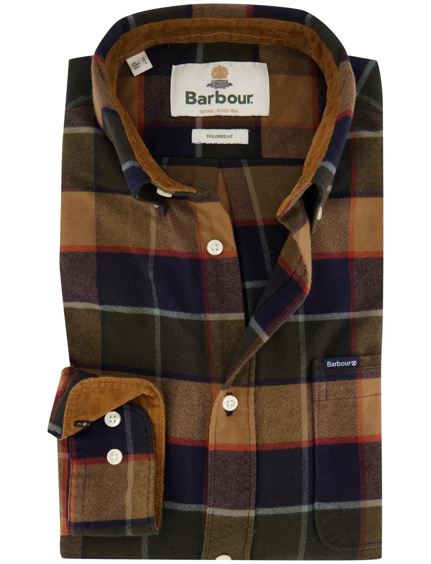 Barbour Relaxed Fit overhemd donkergroen geruit