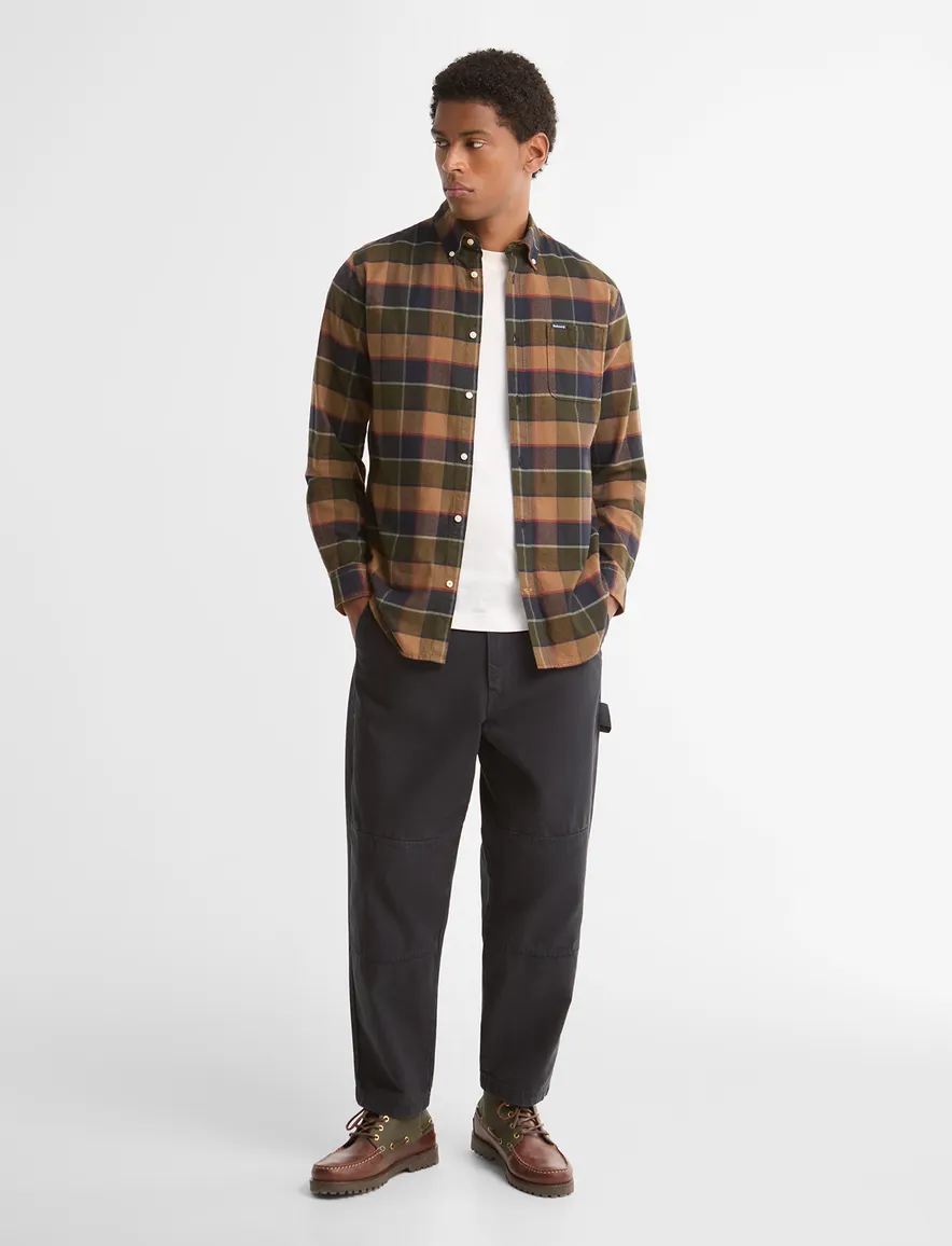Barbour Relaxed Fit overhemd donkergroen geruit