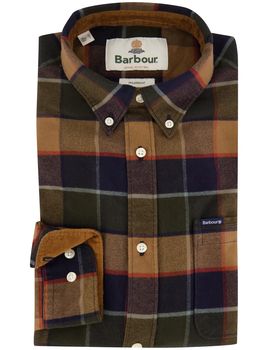 Barbour Relaxed Fit overhemd donkergroen geruit