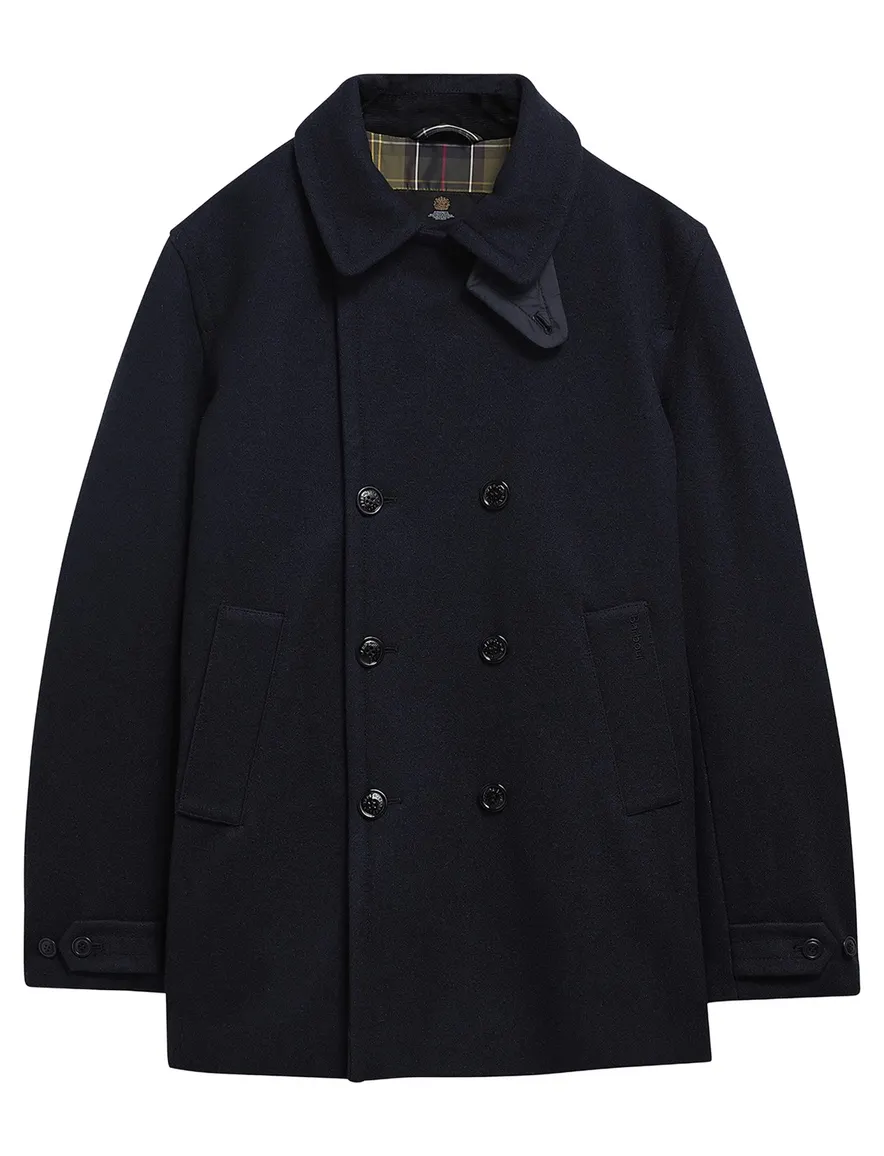 Barbour overjas donkerblauw wol