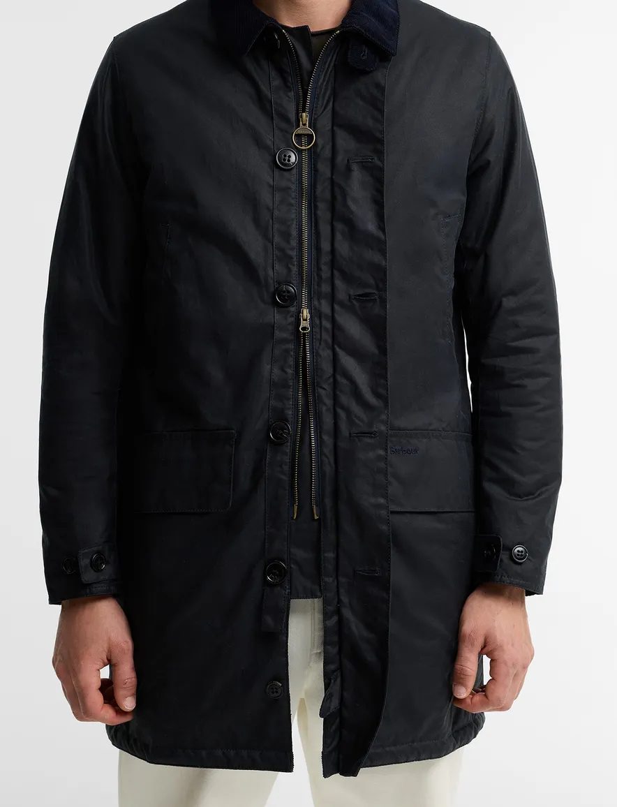 Barbour wax jas donkerblauw gevoerd waterafstotend