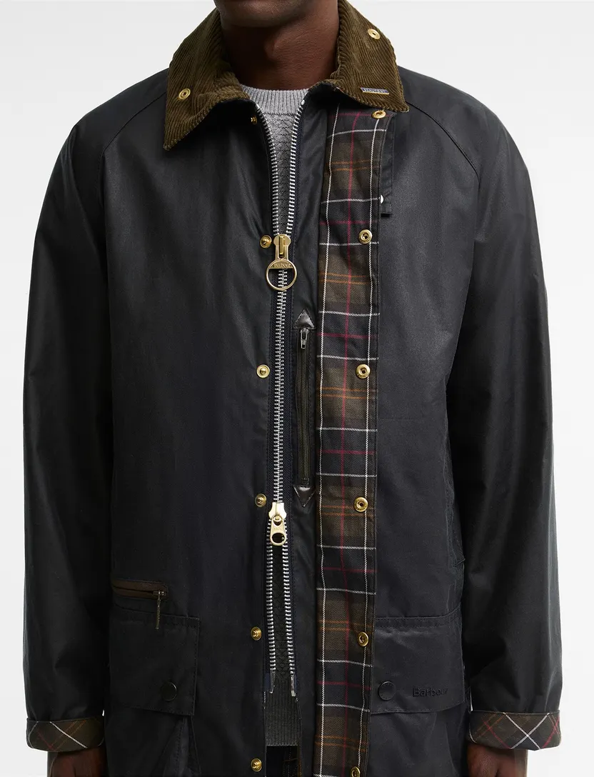 Wax jas Barbour Beaufort donkerblauw katoen