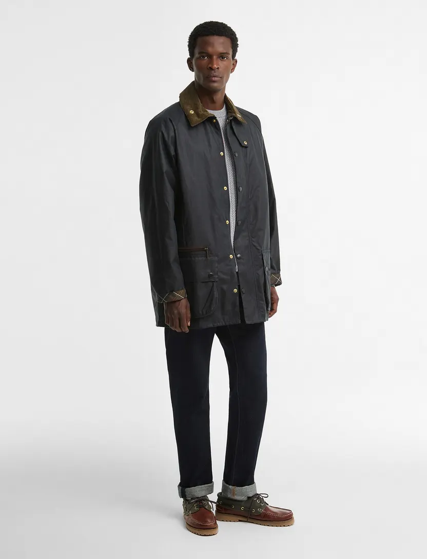 Wax jas Barbour Beaufort donkerblauw katoen