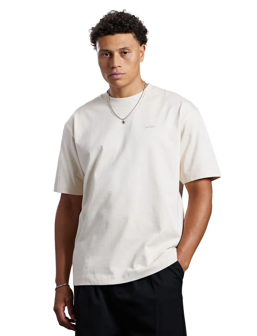 Aeden T-shirt ronde hals beige met opdruk