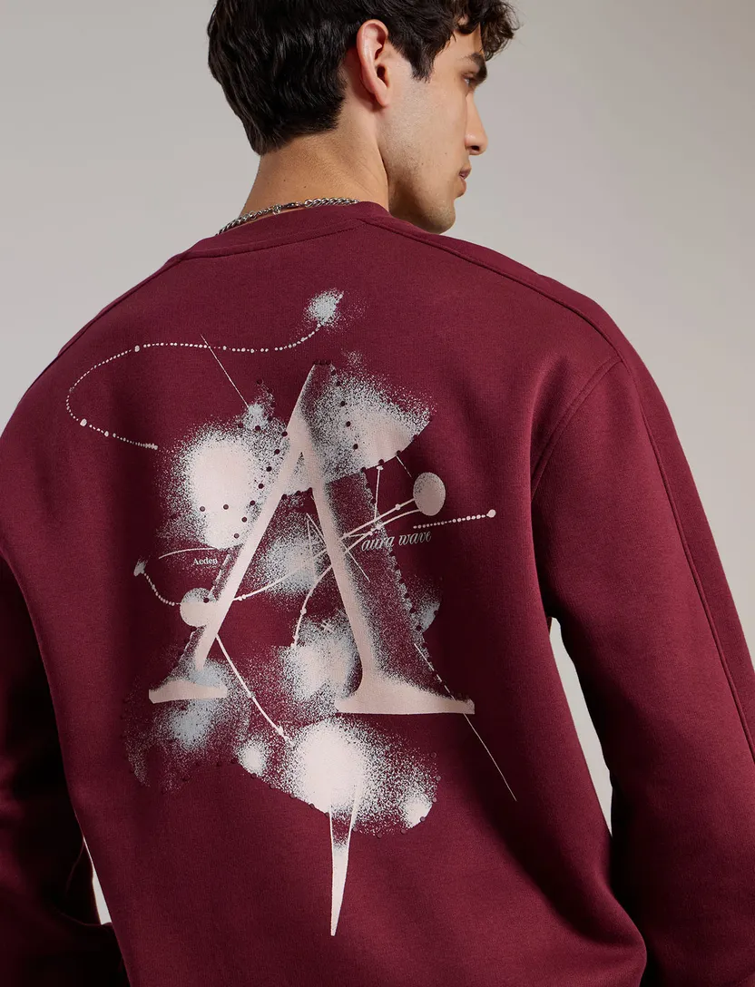 Trui Aeden bordeaux backprint verf letter