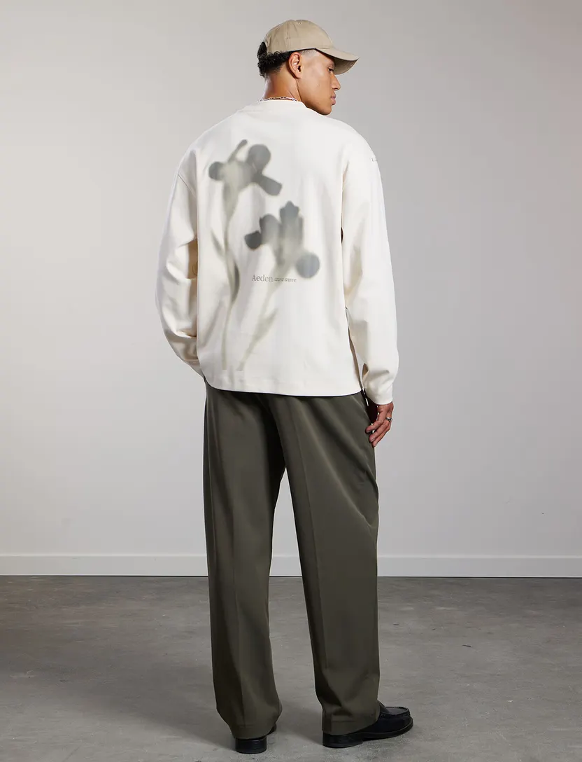 T-shirt Aeden creme backprint lange mouw