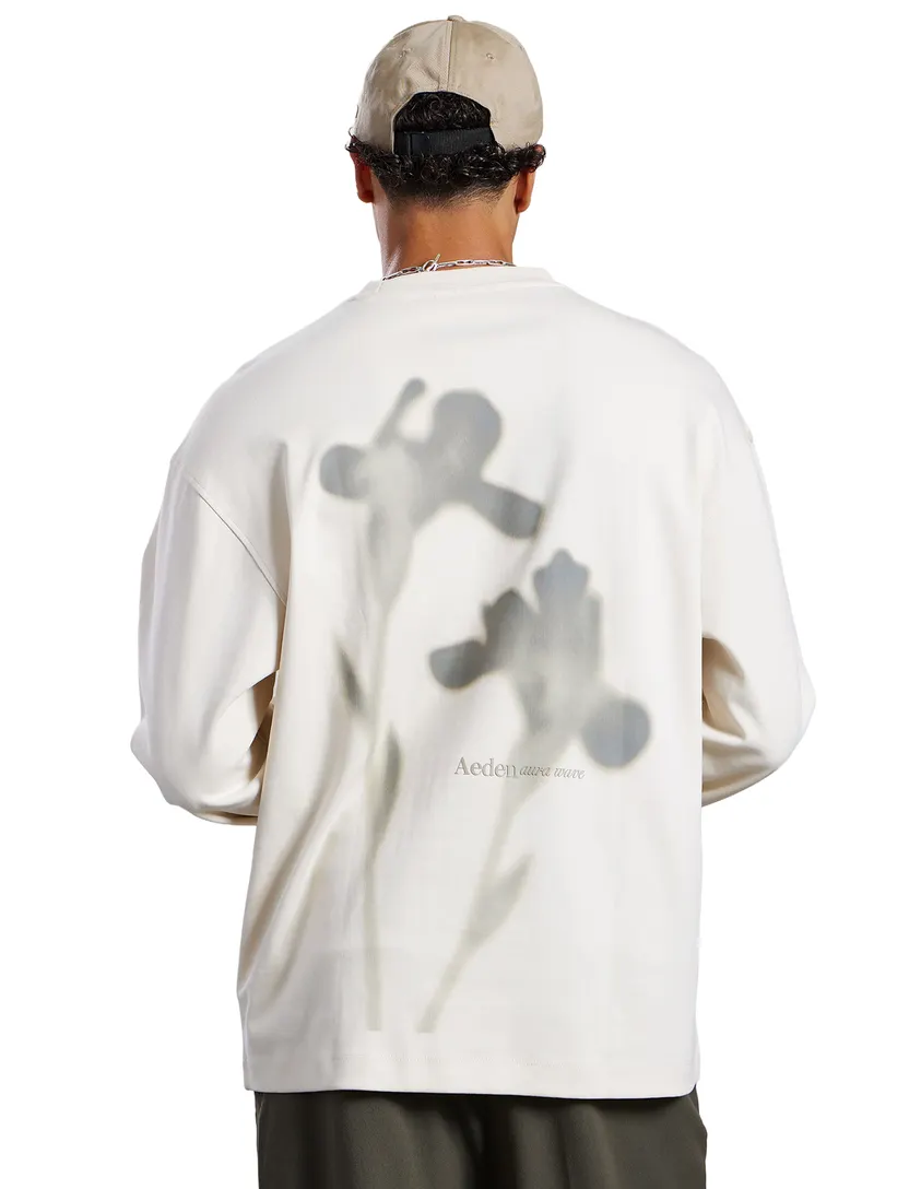 T-shirt Aeden creme backprint lange mouw