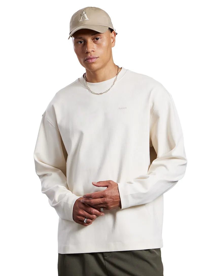 T-shirt Aeden creme backprint lange mouw