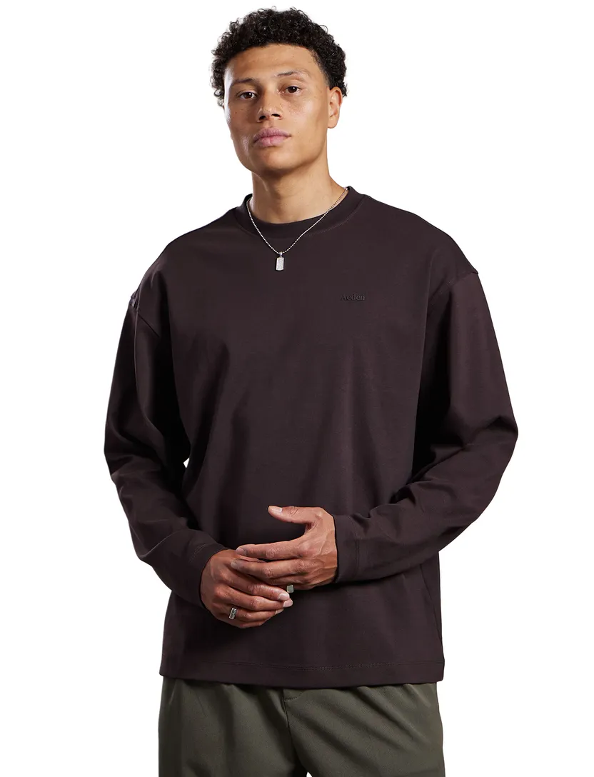 T-shirt Aeden bruin lange mouw backprint