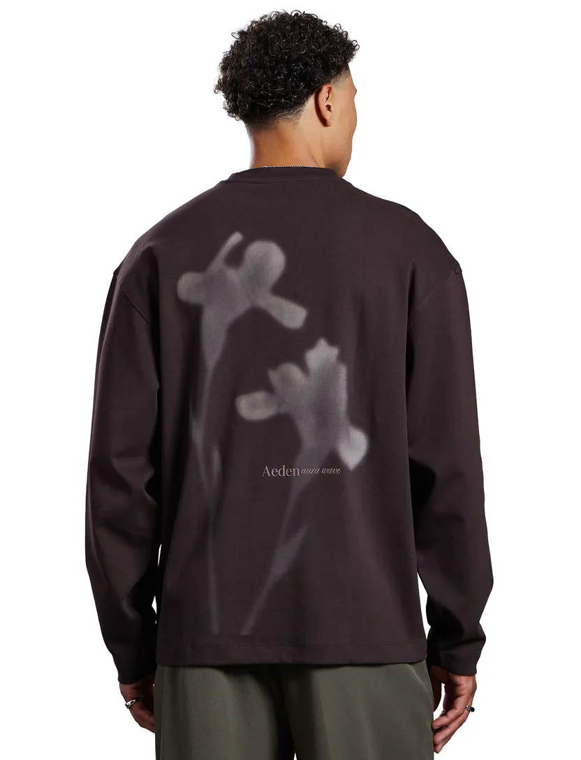 T-shirt Aeden bruin lange mouw backprint