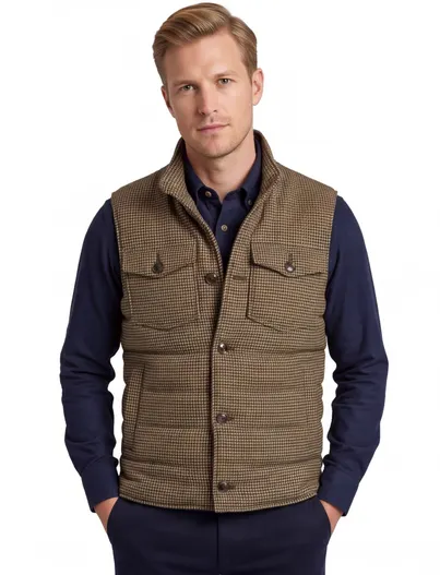 Wellington of Bilmore Wellington of Bilmore jas khaki geruit met borstzak