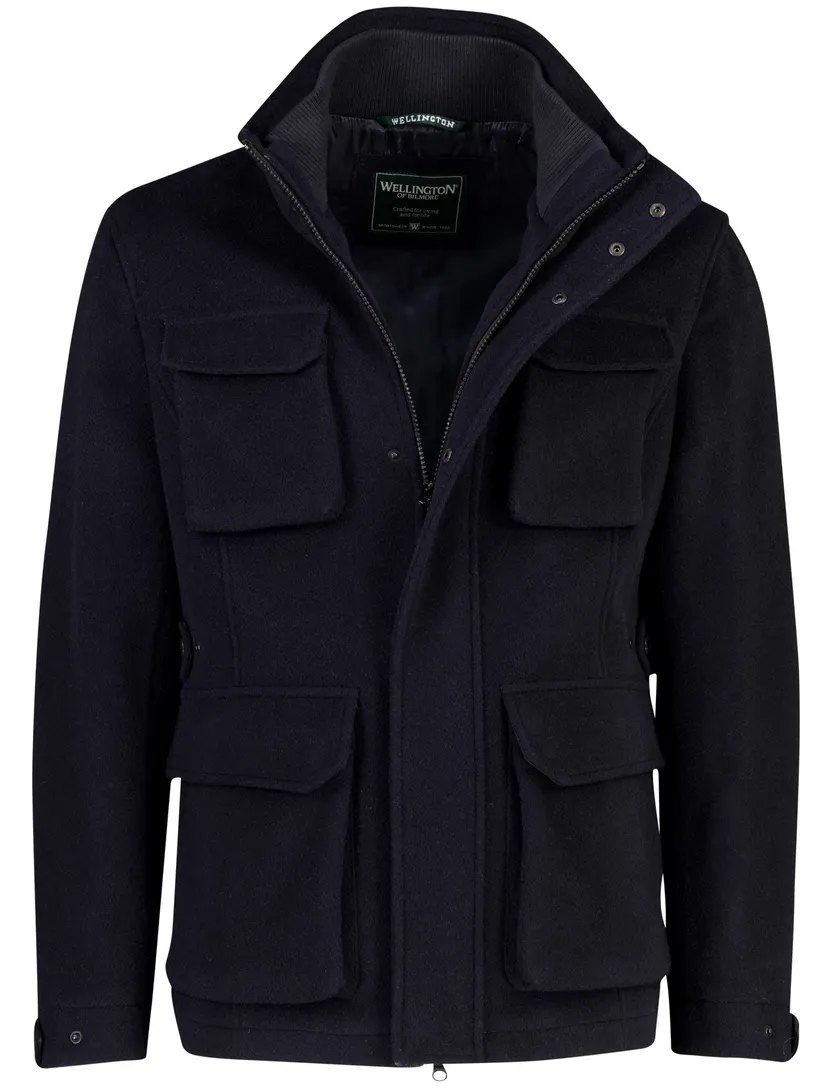 Overjas Wellington of Bilmore donkerblauw wol
