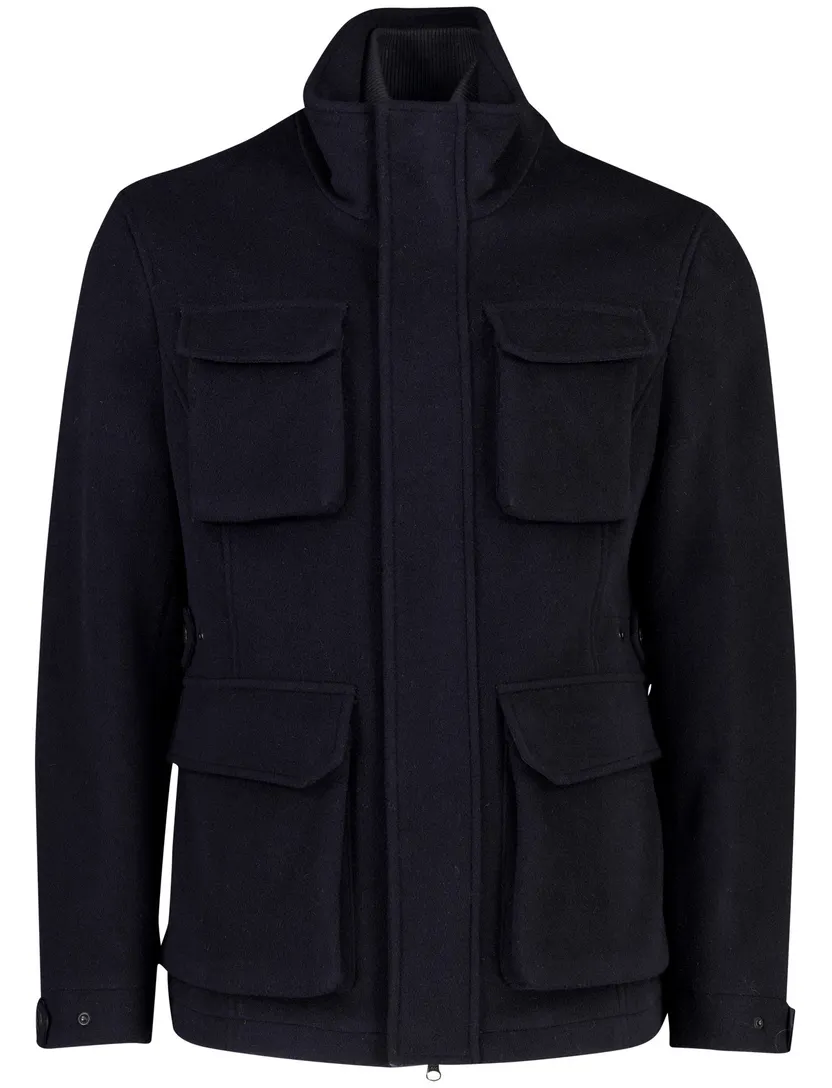 Overjas Wellington of Bilmore donkerblauw wol