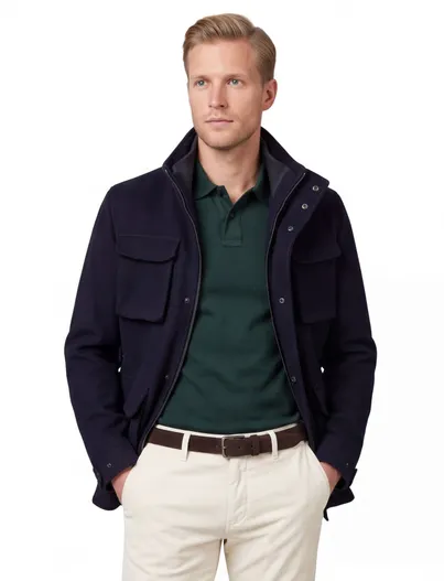 Wellington of Bilmore Overjas Wellington of Bilmore donkerblauw wol