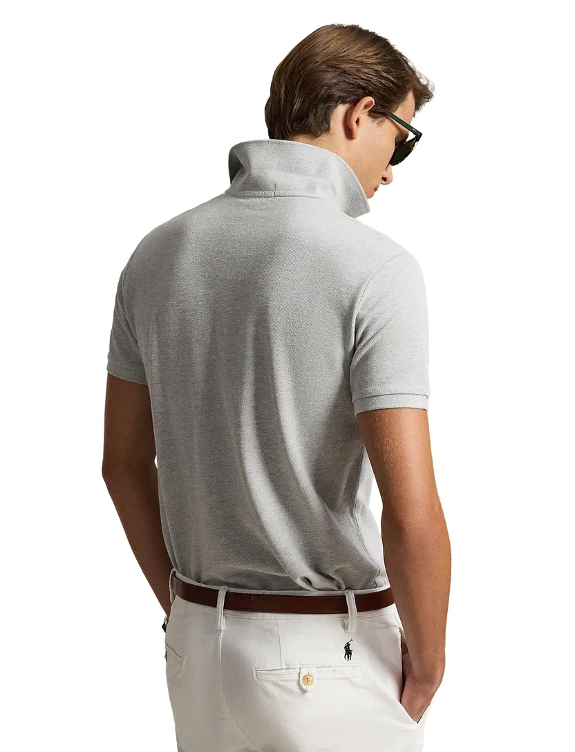 Polo Ralph Lauren Custom Slim Fit poloshirt grijs gemêleerd