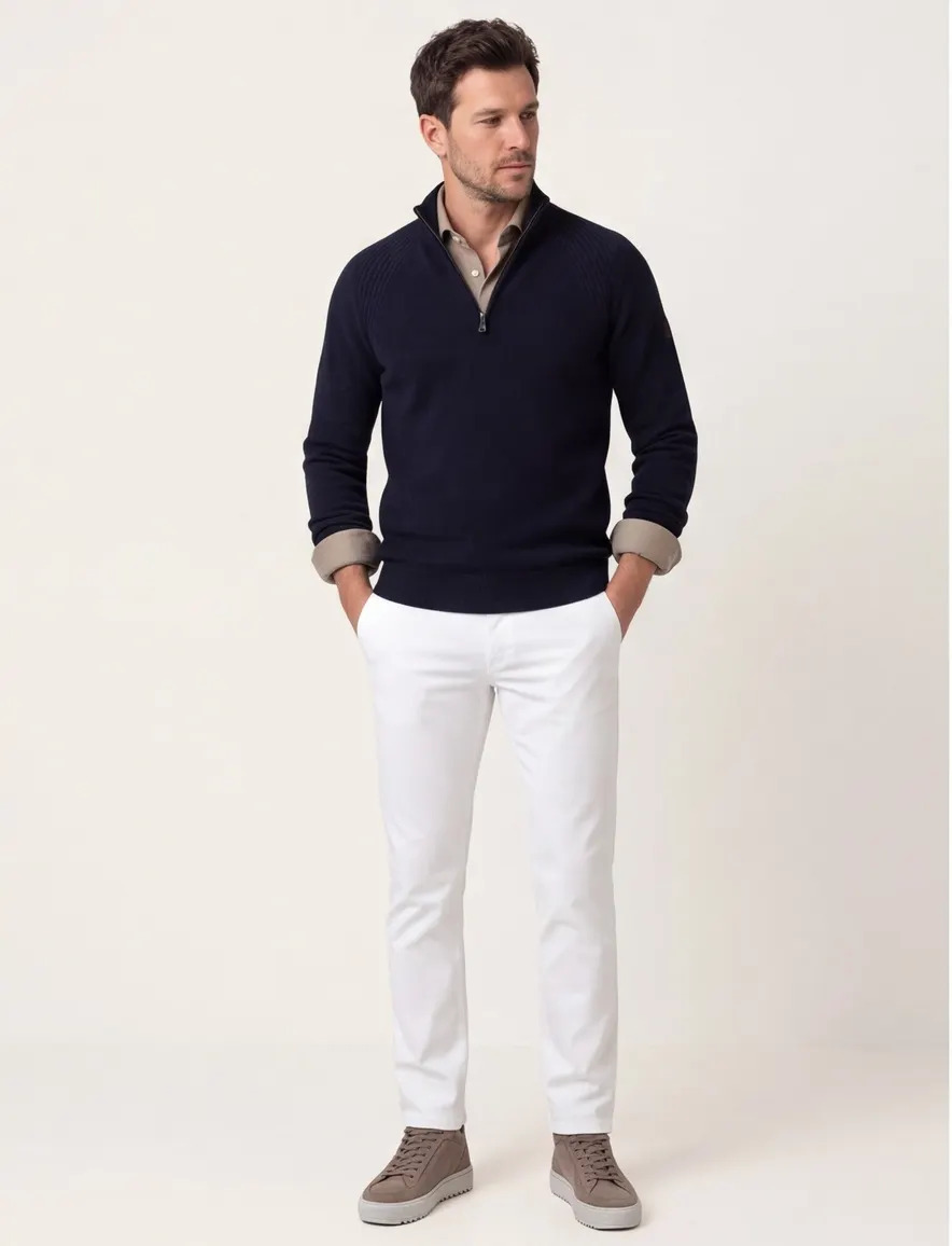 Peuterey half zip trui donkerblauw gemeleerd