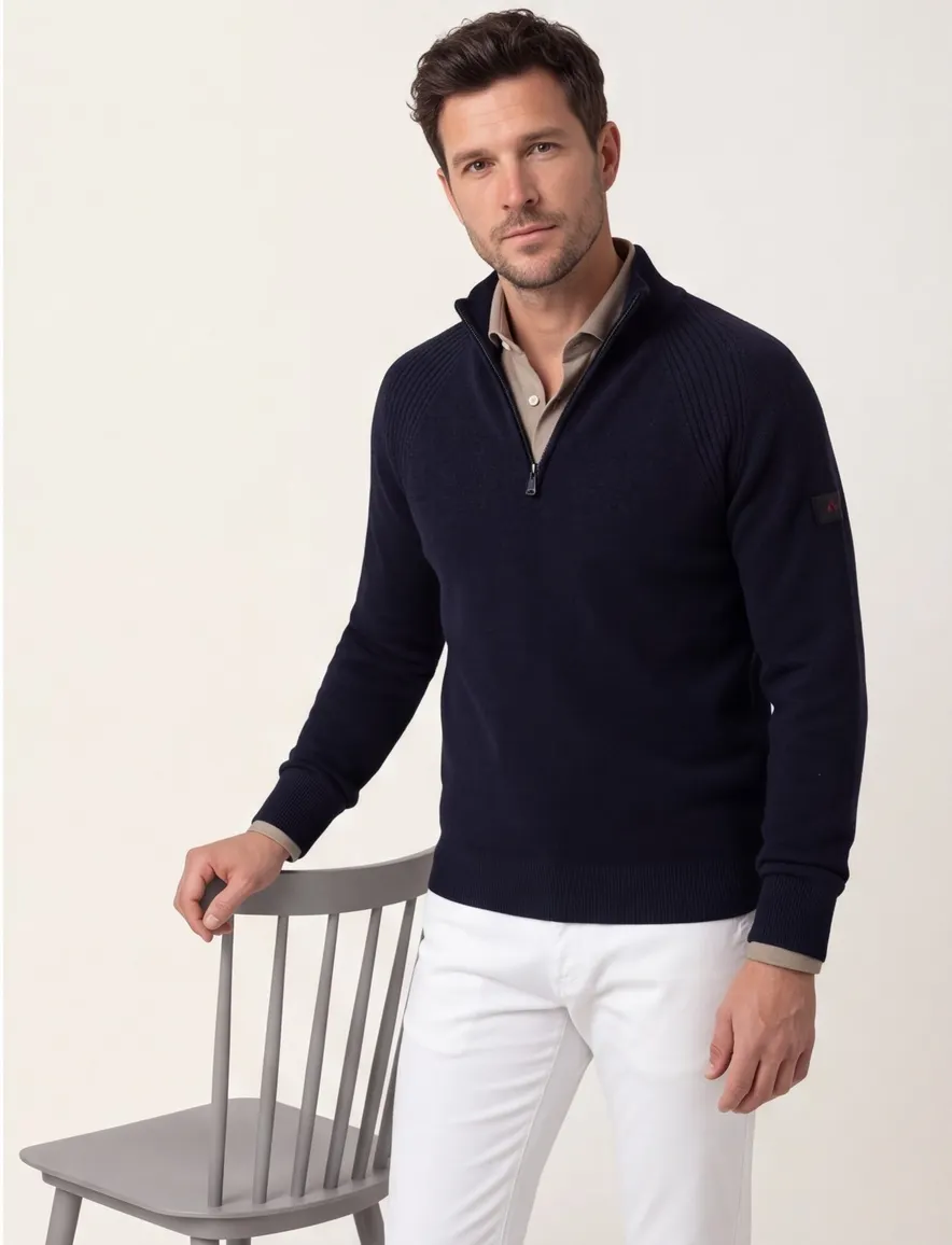 Peuterey half zip trui donkerblauw gemeleerd