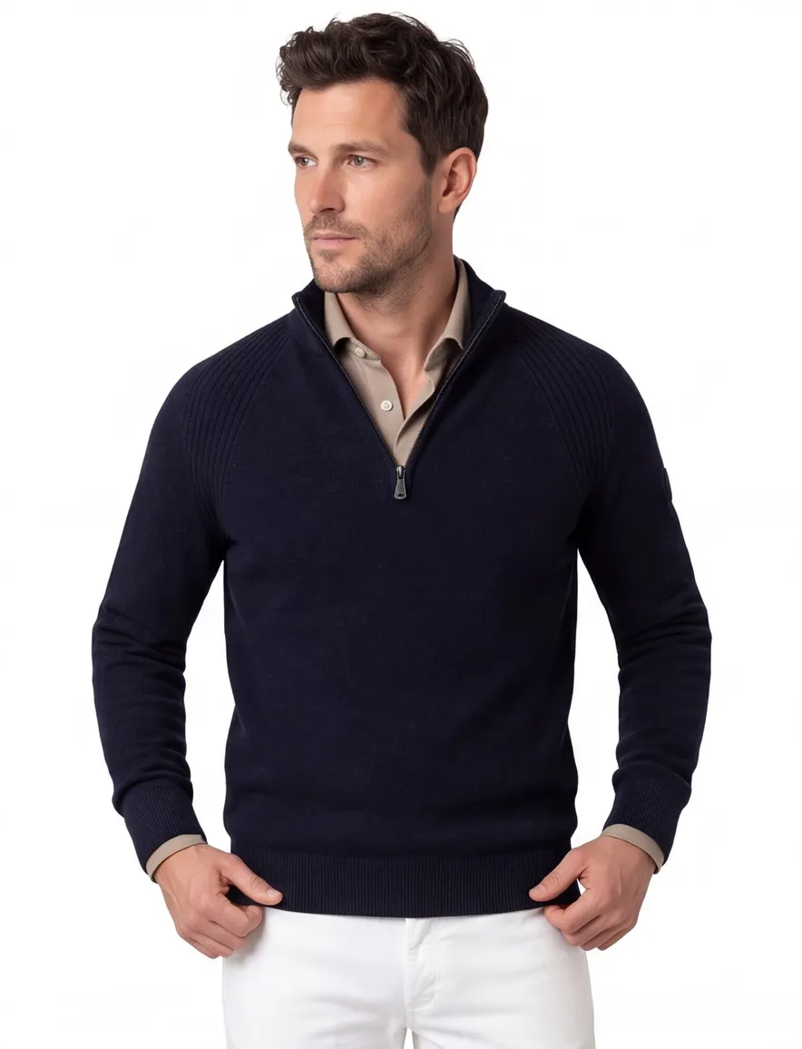 Peuterey half zip trui donkerblauw gemeleerd