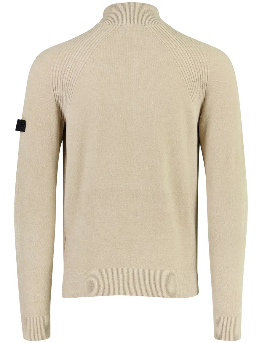 Thomas Maine half zip trui beige gemeleerd