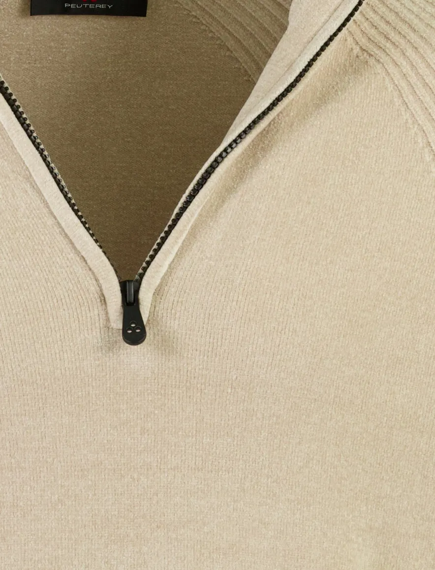 Thomas Maine half zip trui beige gemeleerd