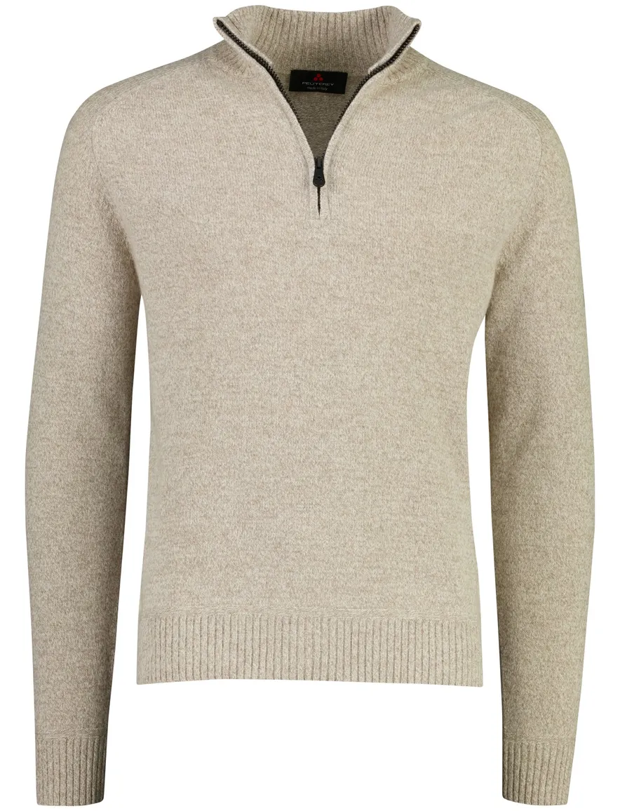 Peuterey trui half zip beige gemêleerd gebreid