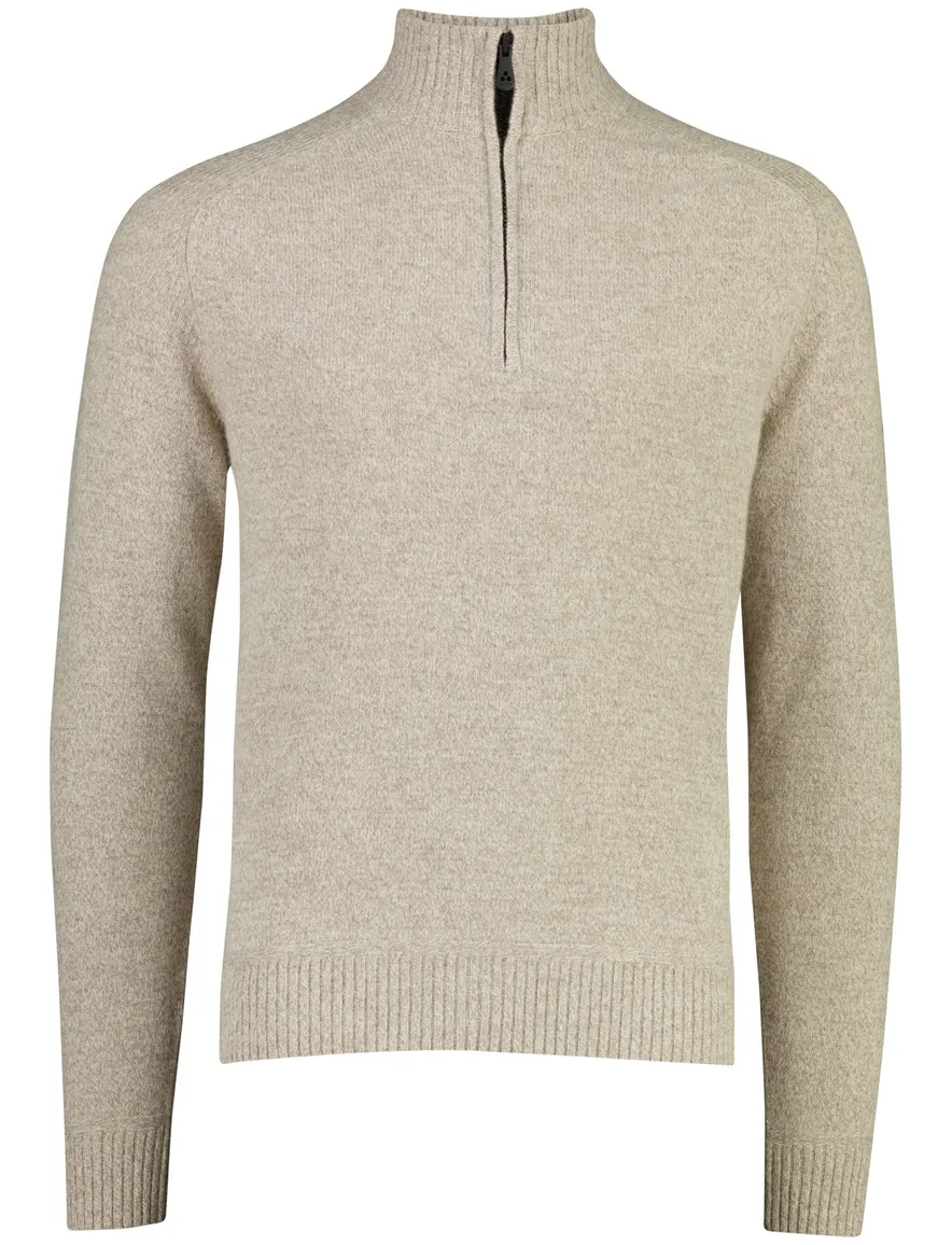 Peuterey trui half zip beige gemêleerd gebreid